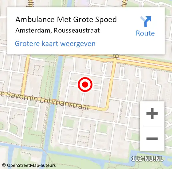 Locatie op kaart van de 112 melding: Ambulance Met Grote Spoed Naar Amsterdam, Rousseaustraat op 6 oktober 2022 00:44
