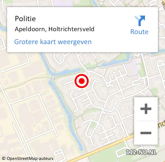 Locatie op kaart van de 112 melding: Politie Apeldoorn, Holtrichtersveld op 6 oktober 2022 00:44