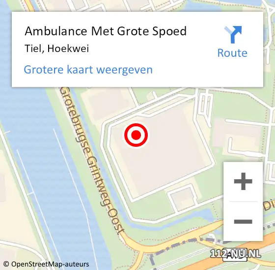 Locatie op kaart van de 112 melding: Ambulance Met Grote Spoed Naar Tiel, Hoekwei op 6 oktober 2022 02:48