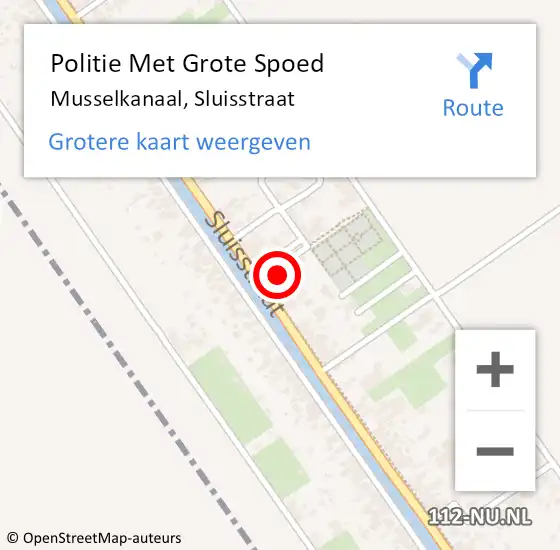 Locatie op kaart van de 112 melding: Politie Met Grote Spoed Naar Musselkanaal, Sluisstraat op 6 oktober 2022 06:56