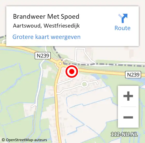 Locatie op kaart van de 112 melding: Brandweer Met Spoed Naar Aartswoud, Westfriesedijk op 6 oktober 2022 08:59