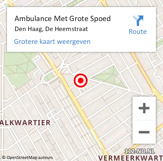 Locatie op kaart van de 112 melding: Ambulance Met Grote Spoed Naar Den Haag, De Heemstraat op 6 oktober 2022 09:39