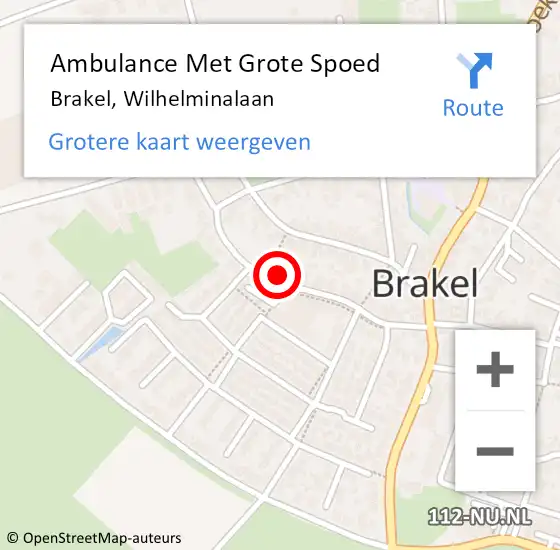 Locatie op kaart van de 112 melding: Ambulance Met Grote Spoed Naar Brakel, Wilhelminalaan op 6 oktober 2022 13:17