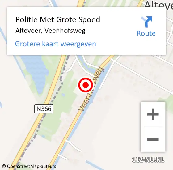 Locatie op kaart van de 112 melding: Politie Met Grote Spoed Naar Alteveer, Veenhofsweg op 6 oktober 2022 13:50