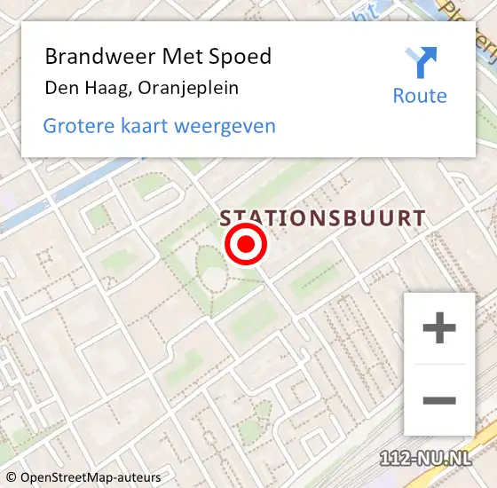 Locatie op kaart van de 112 melding: Brandweer Met Spoed Naar Den Haag, Oranjeplein op 6 oktober 2022 14:00