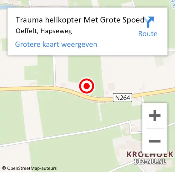 Locatie op kaart van de 112 melding: Trauma helikopter Met Grote Spoed Naar Oeffelt, Hapseweg op 6 oktober 2022 14:14