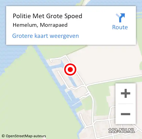 Locatie op kaart van de 112 melding: Politie Met Grote Spoed Naar Hemelum, Morrapaed op 6 oktober 2022 14:31