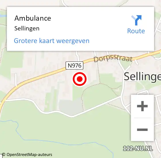 Locatie op kaart van de 112 melding: Ambulance Sellingen op 6 oktober 2022 16:10