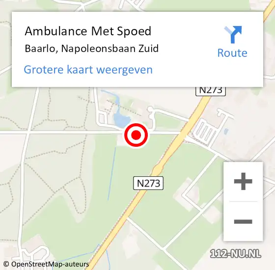 Locatie op kaart van de 112 melding: Ambulance Met Spoed Naar Baarlo, Napoleonsbaan Zuid op 6 oktober 2022 16:23