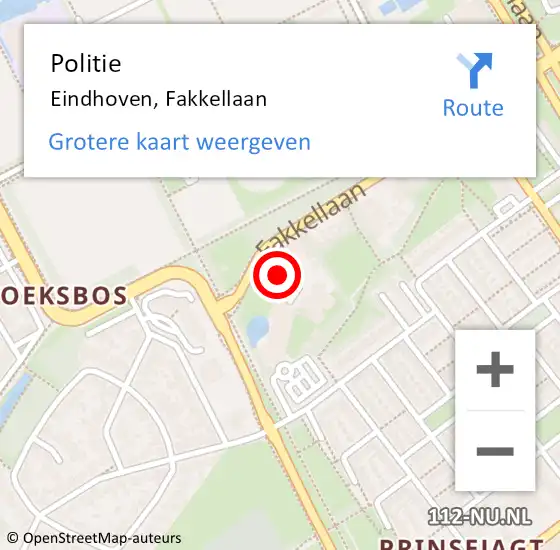 Locatie op kaart van de 112 melding: Politie Eindhoven, Fakkellaan op 6 oktober 2022 17:39
