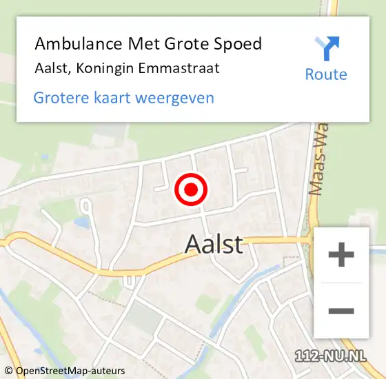 Locatie op kaart van de 112 melding: Ambulance Met Grote Spoed Naar Aalst, Koningin Emmastraat op 6 oktober 2022 18:01