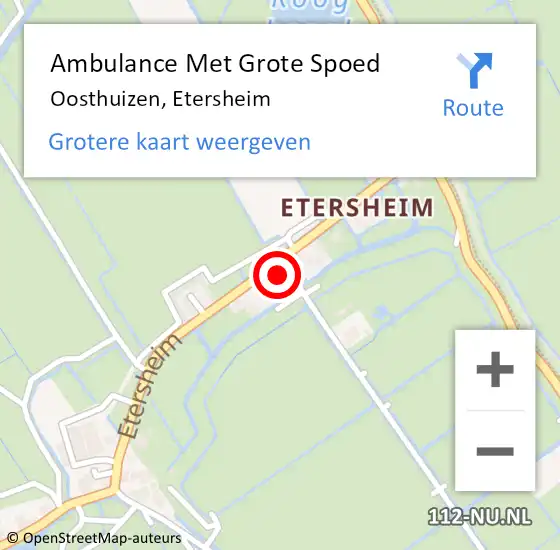 Locatie op kaart van de 112 melding: Ambulance Met Grote Spoed Naar Oosthuizen, Etersheim op 6 oktober 2022 18:54