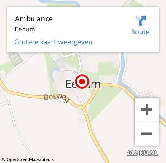 Locatie op kaart van de 112 melding: Ambulance Eenum op 6 oktober 2022 21:19