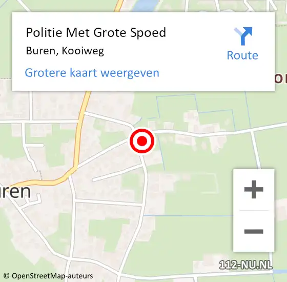 Locatie op kaart van de 112 melding: Politie Met Grote Spoed Naar Buren, Kooiweg op 6 oktober 2022 21:30