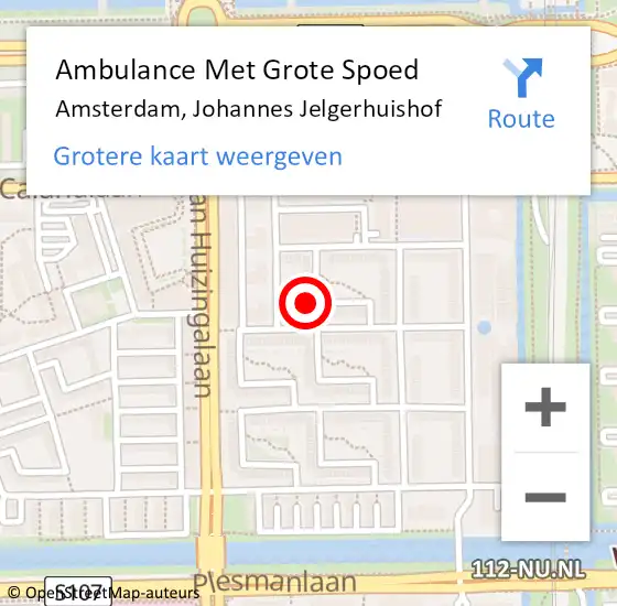 Locatie op kaart van de 112 melding: Ambulance Met Grote Spoed Naar Amsterdam, Johannes Jelgerhuishof op 6 oktober 2022 22:31