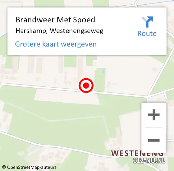 Locatie op kaart van de 112 melding: Brandweer Met Spoed Naar Harskamp, Westenengseweg op 7 oktober 2022 06:47