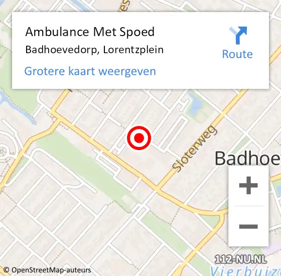 Locatie op kaart van de 112 melding: Ambulance Met Spoed Naar Badhoevedorp, Lorentzplein op 7 oktober 2022 10:18