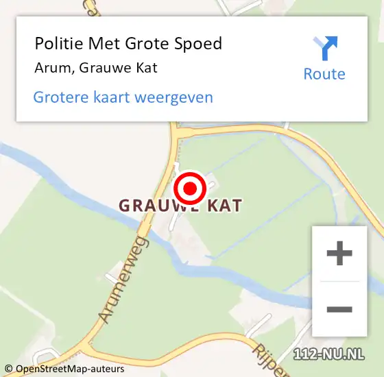 Locatie op kaart van de 112 melding: Politie Met Grote Spoed Naar Arum, Grauwe Kat op 7 oktober 2022 12:08