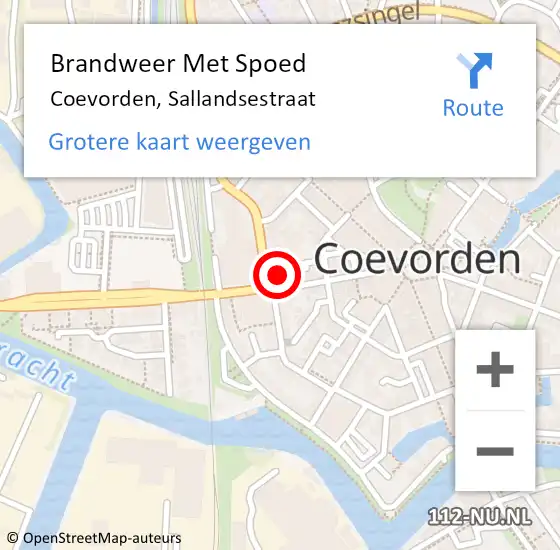 Locatie op kaart van de 112 melding: Brandweer Met Spoed Naar Coevorden, Sallandsestraat op 7 oktober 2022 12:19