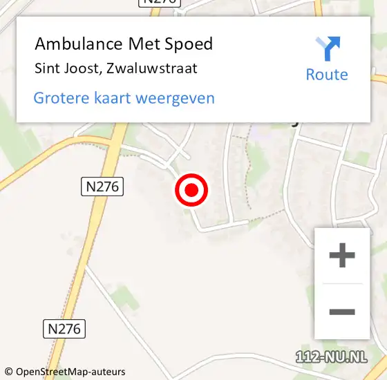 Locatie op kaart van de 112 melding: Ambulance Met Spoed Naar Sint Joost, Zwaluwstraat op 31 juli 2014 17:04