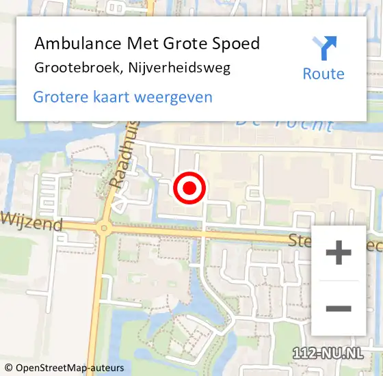 Locatie op kaart van de 112 melding: Ambulance Met Grote Spoed Naar Grootebroek, Nijverheidsweg op 7 oktober 2022 12:59