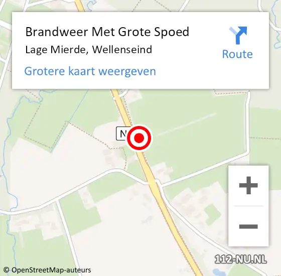 Locatie op kaart van de 112 melding: Brandweer Met Grote Spoed Naar Lage Mierde, Wellenseind op 7 oktober 2022 13:02