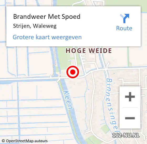 Locatie op kaart van de 112 melding: Brandweer Met Spoed Naar Strijen, Waleweg op 7 oktober 2022 13:02