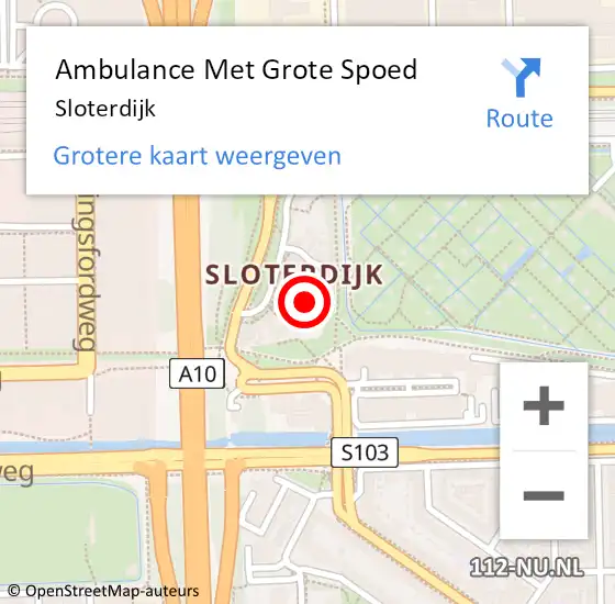 Locatie op kaart van de 112 melding: Ambulance Met Grote Spoed Naar Sloterdijk op 7 oktober 2022 13:22