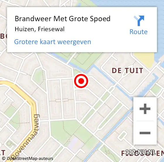 Locatie op kaart van de 112 melding: Brandweer Met Grote Spoed Naar Huizen, Friesewal op 7 oktober 2022 14:29