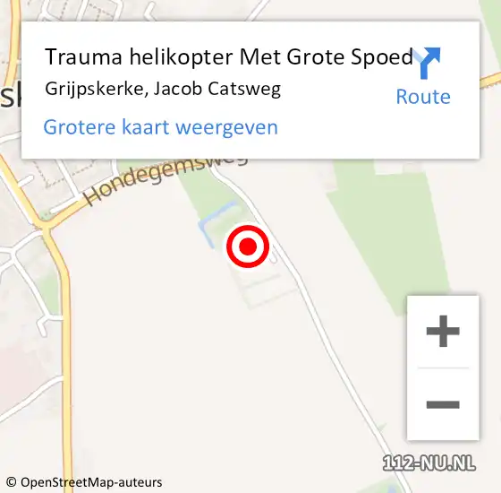 Locatie op kaart van de 112 melding: Trauma helikopter Met Grote Spoed Naar Grijpskerke, Jacob Catsweg op 7 oktober 2022 14:51