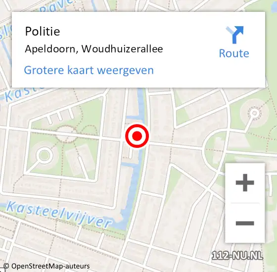 Locatie op kaart van de 112 melding: Politie Apeldoorn, Woudhuizerallee op 7 oktober 2022 16:05