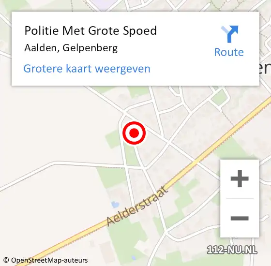 Locatie op kaart van de 112 melding: Politie Met Grote Spoed Naar Aalden, Gelpenberg op 7 oktober 2022 16:44
