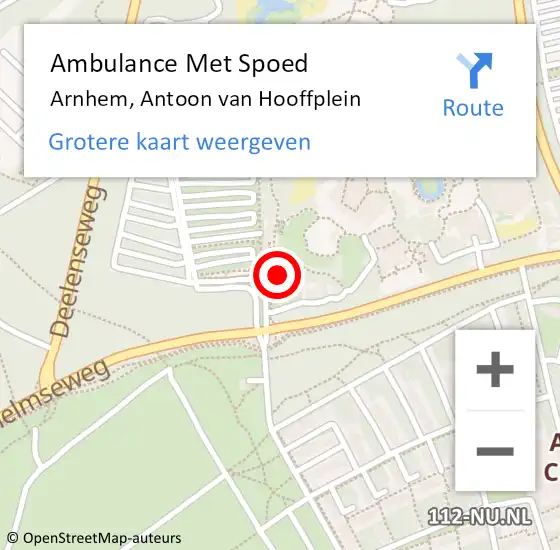 Locatie op kaart van de 112 melding: Ambulance Met Spoed Naar Arnhem, Antoon van Hooffplein op 7 oktober 2022 17:20