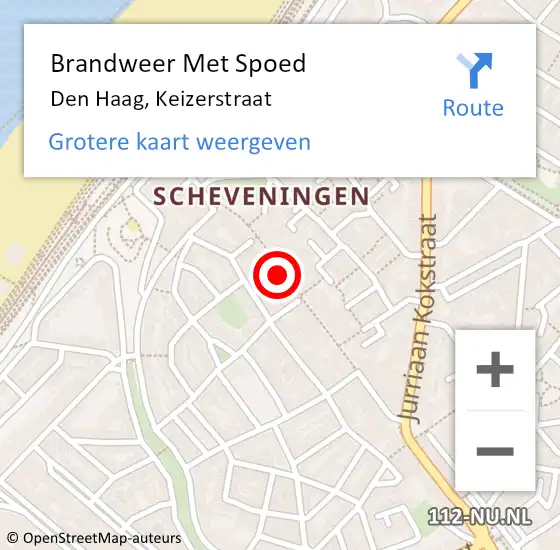 Locatie op kaart van de 112 melding: Brandweer Met Spoed Naar Den Haag, Keizerstraat op 7 oktober 2022 22:36