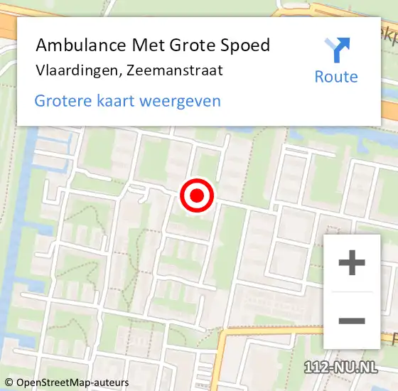 Locatie op kaart van de 112 melding: Ambulance Met Grote Spoed Naar Vlaardingen, Zeemanstraat op 7 oktober 2022 22:49