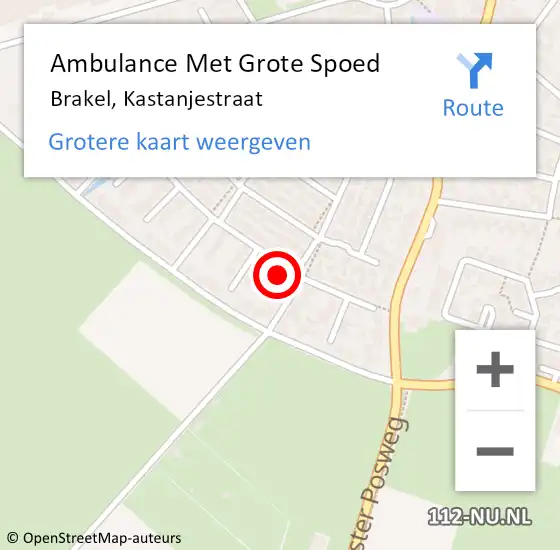 Locatie op kaart van de 112 melding: Ambulance Met Grote Spoed Naar Brakel, Kastanjestraat op 7 oktober 2022 23:03