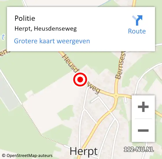 Locatie op kaart van de 112 melding: Politie Herpt, Heusdenseweg op 8 oktober 2022 02:33