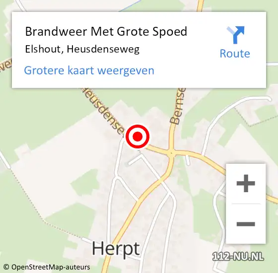 Locatie op kaart van de 112 melding: Brandweer Met Grote Spoed Naar Elshout, Heusdenseweg op 8 oktober 2022 02:34