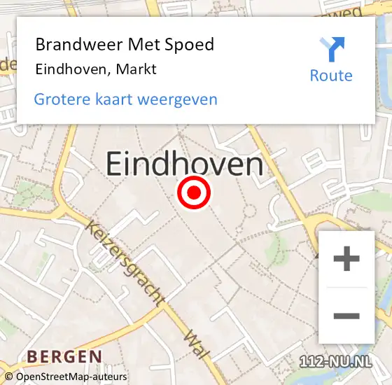 Locatie op kaart van de 112 melding: Brandweer Met Spoed Naar Eindhoven, Markt op 8 oktober 2022 06:05