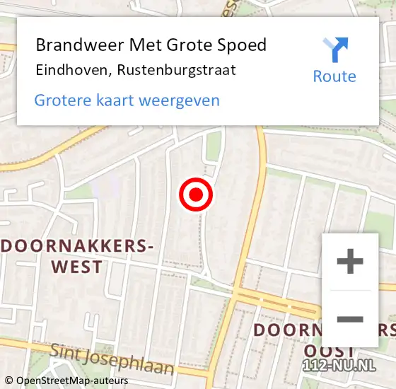 Locatie op kaart van de 112 melding: Brandweer Met Grote Spoed Naar Eindhoven, Rustenburgstraat op 8 oktober 2022 06:12