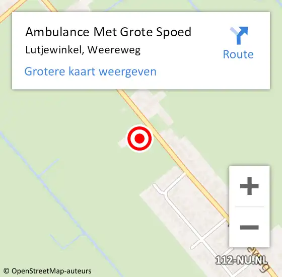 Locatie op kaart van de 112 melding: Ambulance Met Grote Spoed Naar Lutjewinkel, Weereweg op 8 oktober 2022 07:03
