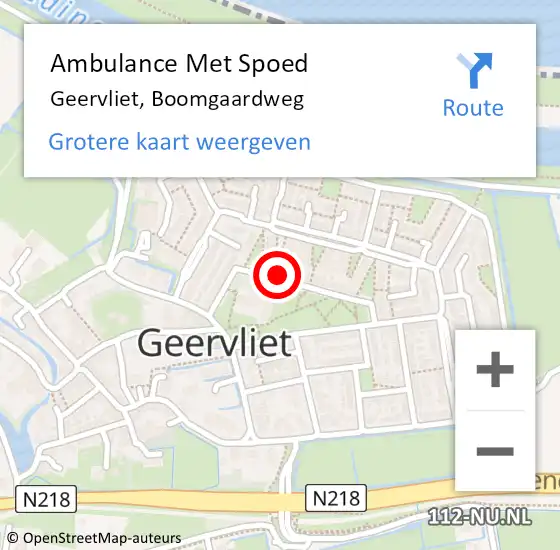 Locatie op kaart van de 112 melding: Ambulance Met Spoed Naar Geervliet, Boomgaardweg op 8 oktober 2022 07:20