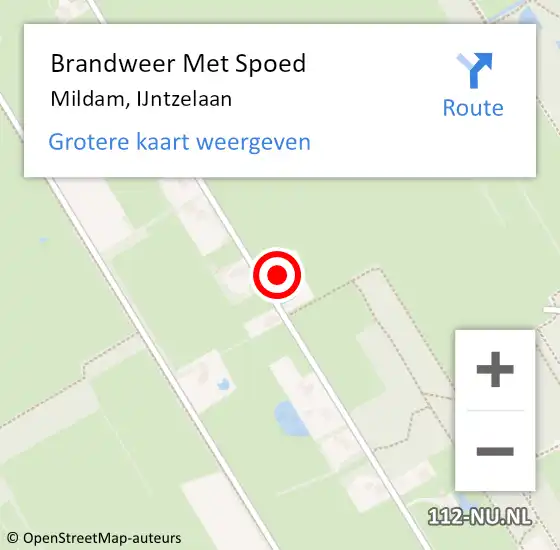 Locatie op kaart van de 112 melding: Brandweer Met Spoed Naar Mildam, IJntzelaan op 8 oktober 2022 08:11