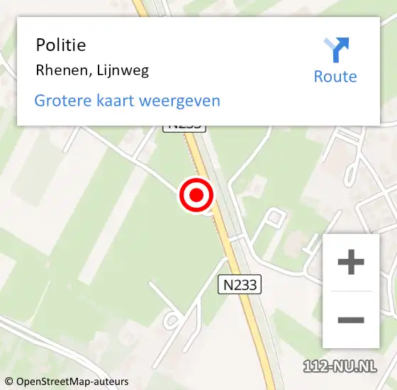 Locatie op kaart van de 112 melding: Politie Rhenen, Lijnweg op 8 oktober 2022 08:56