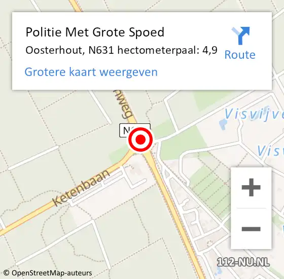Locatie op kaart van de 112 melding: Politie Met Grote Spoed Naar Oosterhout, N631 hectometerpaal: 4,9 op 8 oktober 2022 09:40