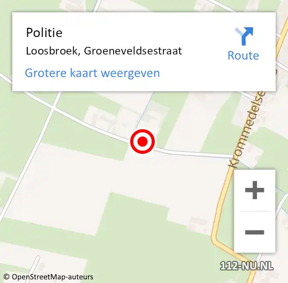 Locatie op kaart van de 112 melding: Politie Loosbroek, Groeneveldsestraat op 8 oktober 2022 10:18