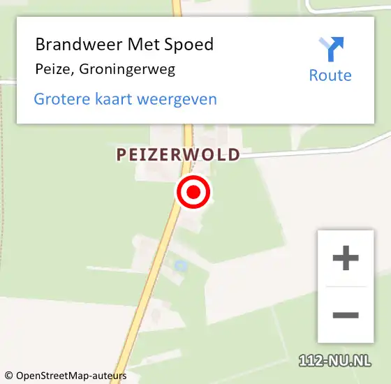 Locatie op kaart van de 112 melding: Brandweer Met Spoed Naar Peize, Groningerweg op 8 oktober 2022 11:20