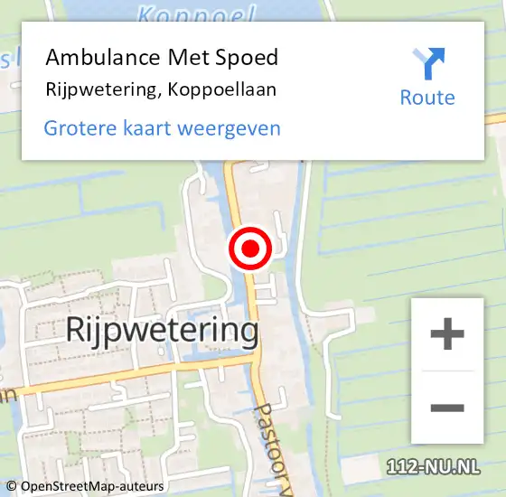 Locatie op kaart van de 112 melding: Ambulance Met Spoed Naar Rijpwetering, Koppoellaan op 8 oktober 2022 12:24