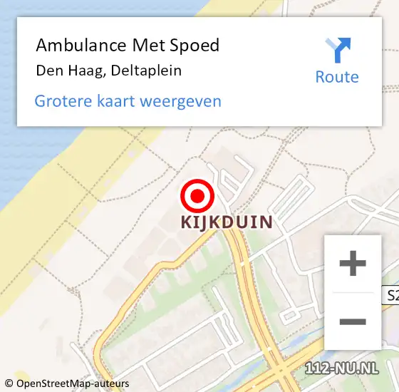 Locatie op kaart van de 112 melding: Ambulance Met Spoed Naar Den Haag, Deltaplein op 8 oktober 2022 12:46