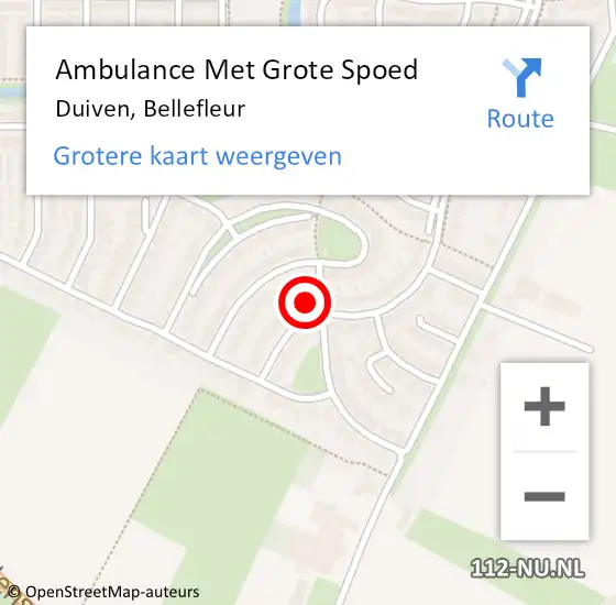 Locatie op kaart van de 112 melding: Ambulance Met Grote Spoed Naar Duiven, Bellefleur op 8 oktober 2022 15:09